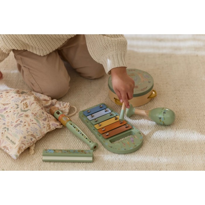 Set de instrumente muzicale din lemn FSC - Green - Safari Friends - Little Dutch