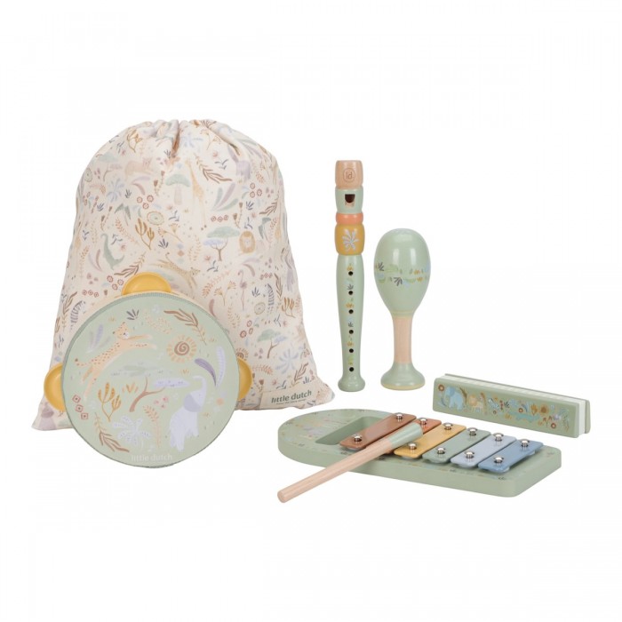 Set de instrumente muzicale din lemn FSC - Green - Safari Friends - Little Dutch