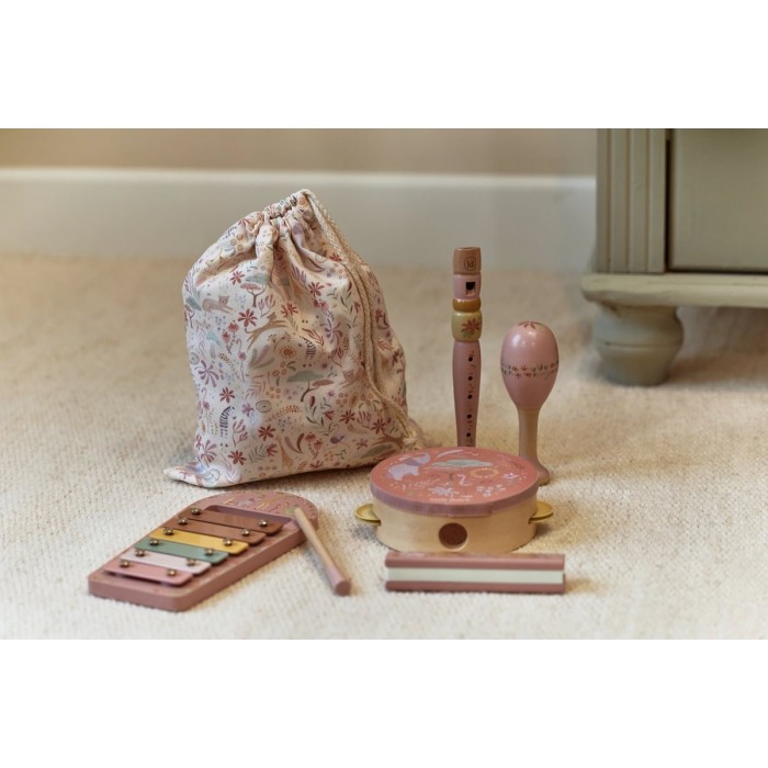 Set de instrumente muzicale din lemn FSC - Pink - Safari Friends - Little Dutch