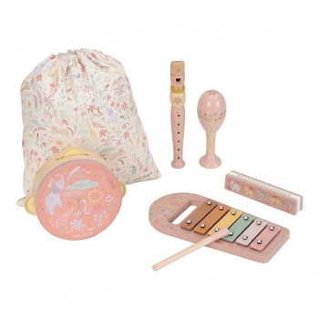 Set de instrumente muzicale din lemn FSC - Pink - Safari Friends - Little Dutch