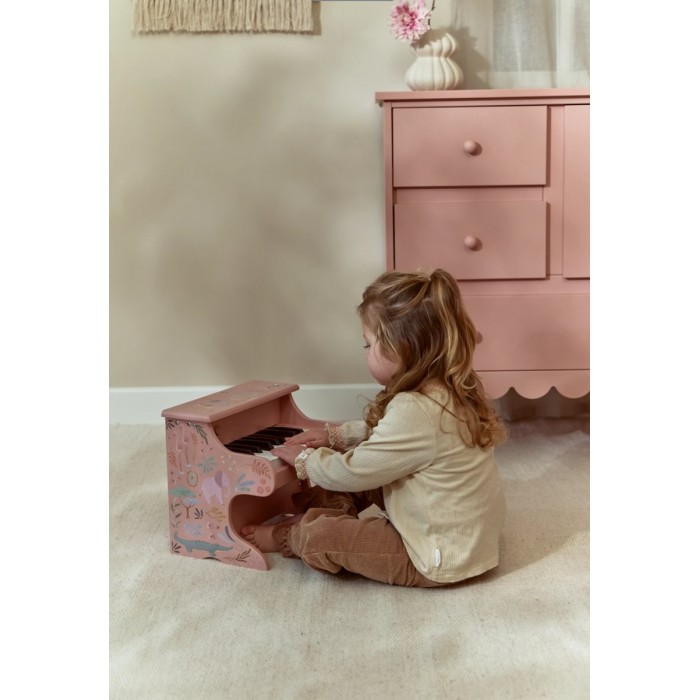 Pianina din lemn FSC - Pink - Safari Friends - Little Dutch