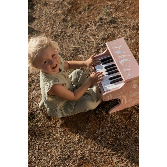 Pianina din lemn FSC - Pink - Safari Friends - Little Dutch