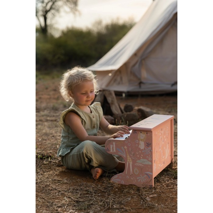 Pianina din lemn FSC - Pink - Safari Friends - Little Dutch