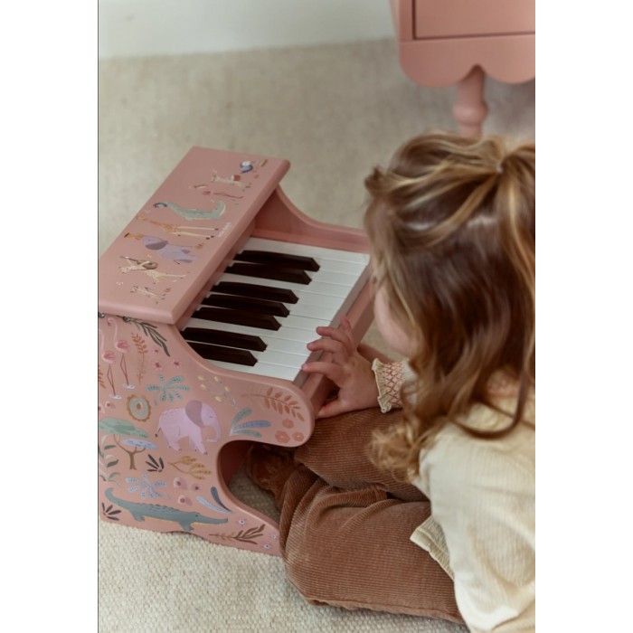 Pianina din lemn FSC - Pink - Safari Friends - Little Dutch