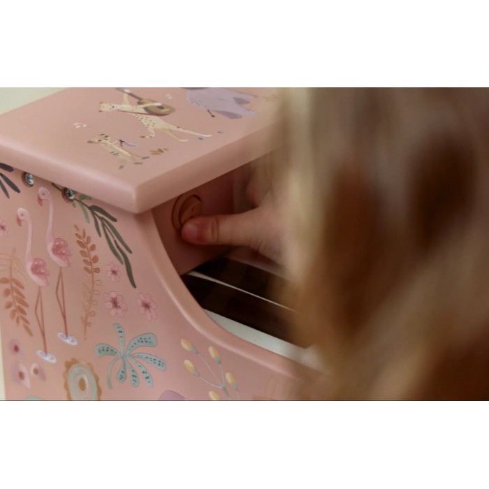 Pianina din lemn FSC - Pink - Safari Friends - Little Dutch