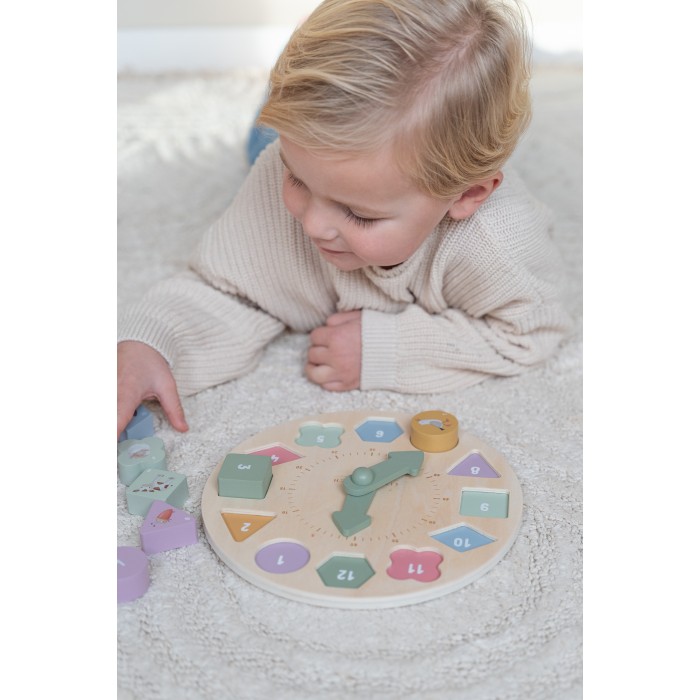 Puzzle 3D din lemn cu ceas - Little Farm - Little Dutch
