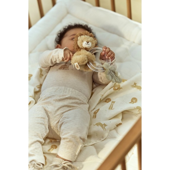 Jucarie din plus cu inel cu margele - Leu - Safari Friends - Little Dutch