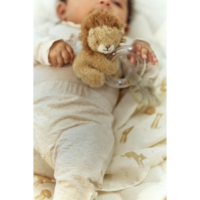 Jucarie din plus cu inel cu margele - Leu - Safari Friends - Little Dutch
