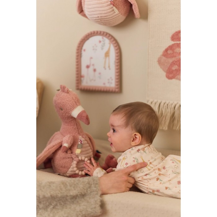 Jucarie senzoriala pentru bebelusi - Flamingo - Safari Friends - Little Dutch