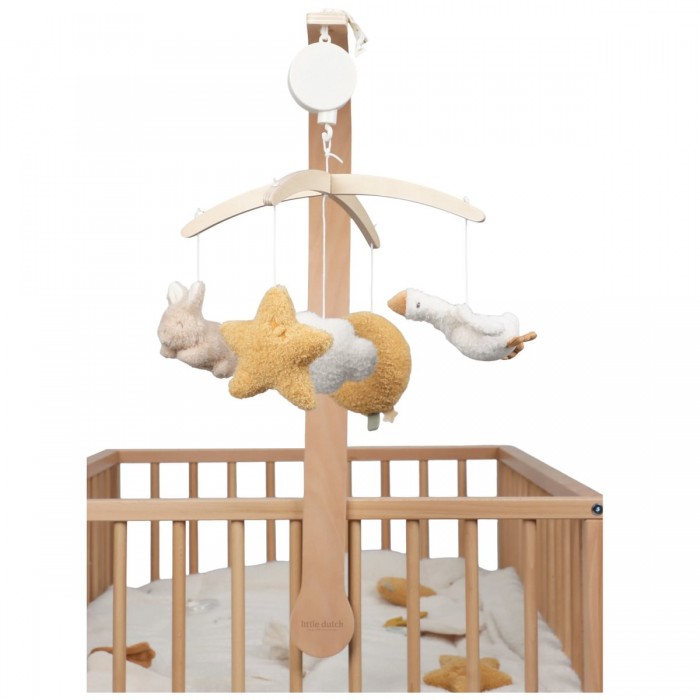 Carusel muzical cu brat din lemn - Newborn Naturals - Little Dutch