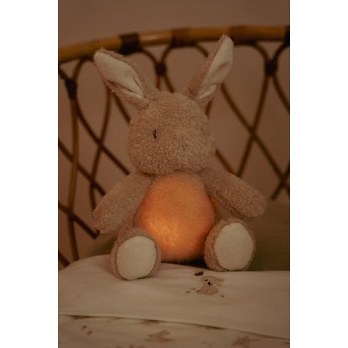 Jucarie din plus cu sunete albe si lumina de veche - Bunny -  Newborn Naturals - Little Dutch