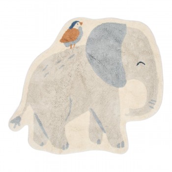 Covor tesut din bumbac organic pentru camera copilului - Elephant - Little Dutch