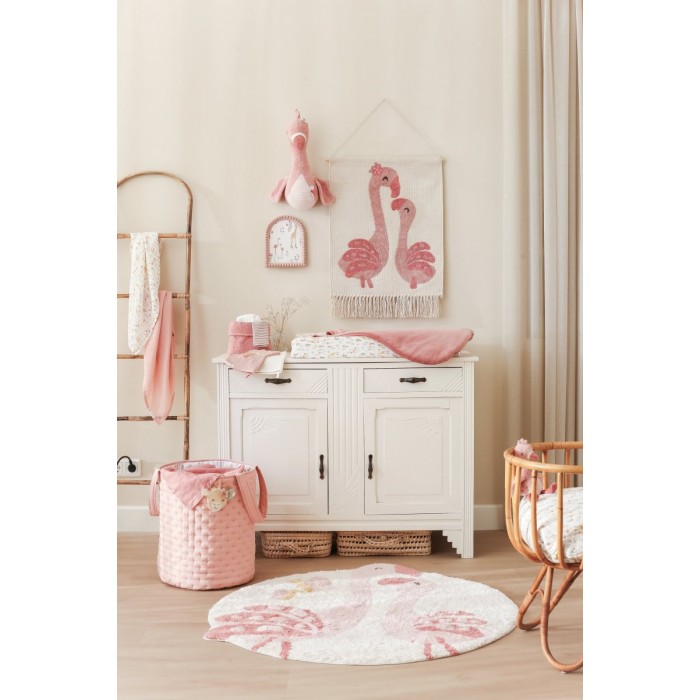 Covor tesut din bumbac organic pentru camera copilului - Flamingo - Little Dutch