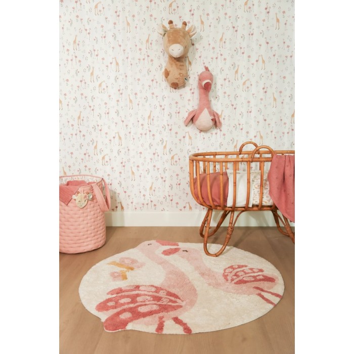 Covor tesut din bumbac organic pentru camera copilului - Flamingo - Little Dutch