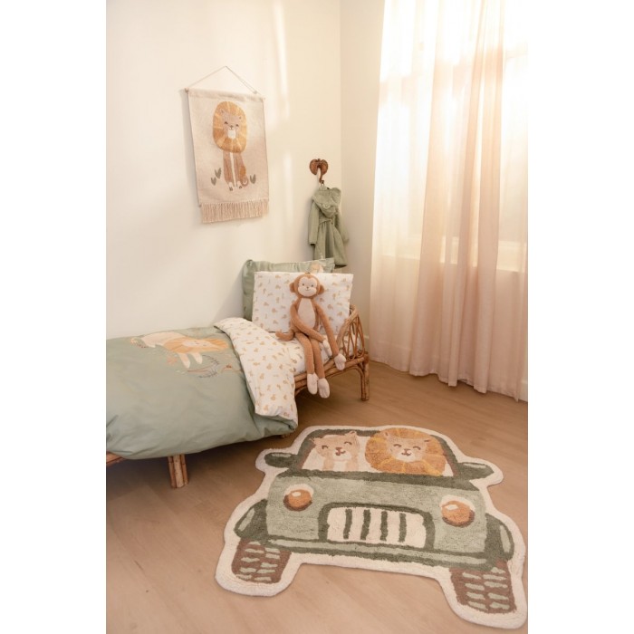 Covor tesut din bumbac organic pentru camera copilului - MASINA DE TEREN - 100 x 118 cm - Little Dutch