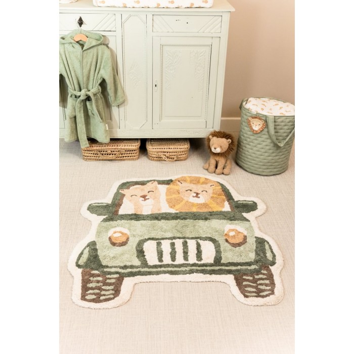 Covor tesut din bumbac organic pentru camera copilului - MASINA DE TEREN - 100 x 118 cm - Little Dutch