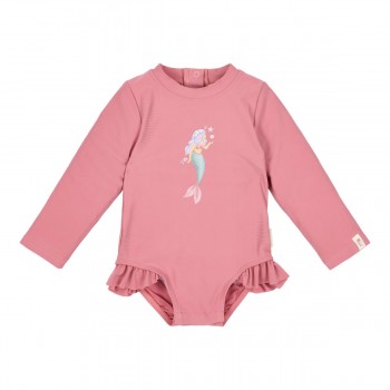 Costum de baie intreg cu maneca lunga cu protectie UV 40+ - Dreamy Pink - Little Dutch