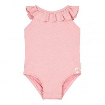 Costum de baie intreg cu volane - Dreamy Pink Rose - Little Dutch