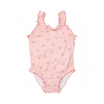 Costum de baie intreg cu margini cu volane - Dreamy Seashells - Little Dutch