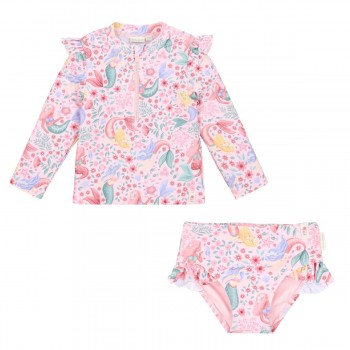 Set bluza de inot cu maneca lunga si sort de baie cu protectie UV 40+ - Dreamy Mermaid - Little Dutch