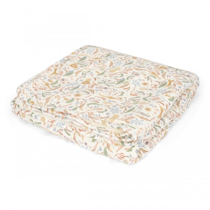 Patura din bumbac dublata cu plus - Safari Wonders -70 x 100 cm -  Little Dutch