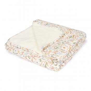 Patura din bumbac organic dublata cu plus - Safari Wonders - 110 x 140 cm - Little Dutch