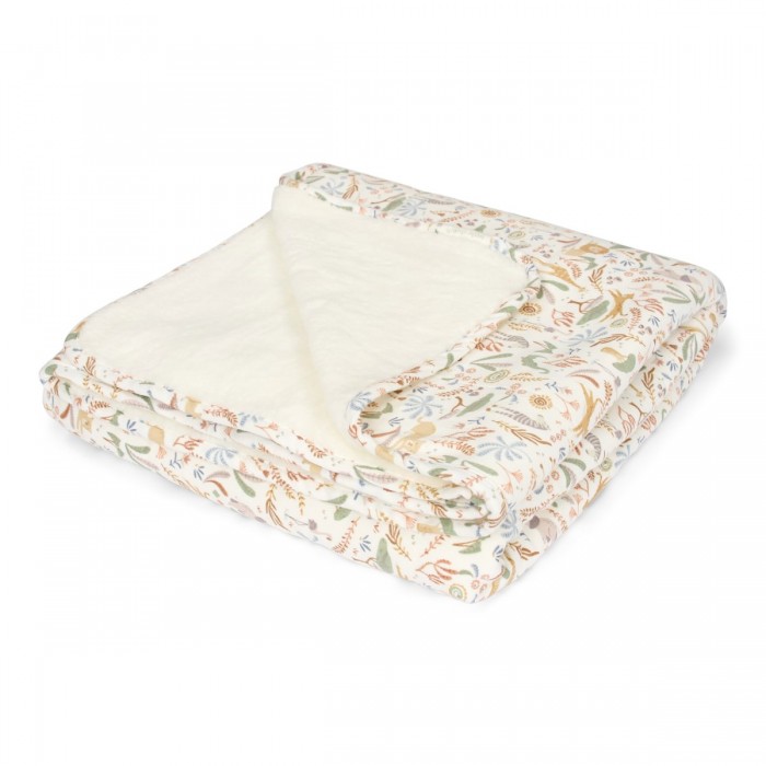 Patura din bumbac dublata cu plus - Safari Wonders -70 x 100 cm -  Little Dutch