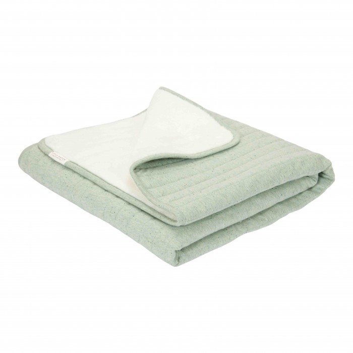 Paturica reversibila din bumbac organic - 70 x 100 cm -  Pure Sage - Little Dutch