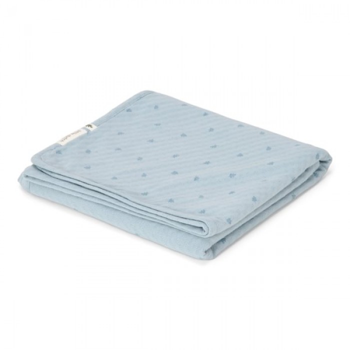 Patura dublata din bumbac organic  - Pure Denim Blue - Little Dutch