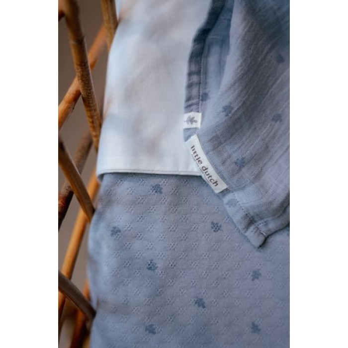 Patura dublata din bumbac organic  - Pure Denim Blue - Little Dutch