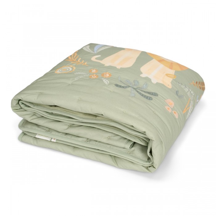 Patura matlasata din bumbac organic - Green - Safari Wonders - 110 x 140 - Little Dutch