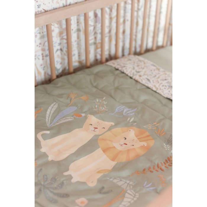 Patura matlasata din bumbac organic - Green - Safari Wonders - 110 x 140 - Little Dutch