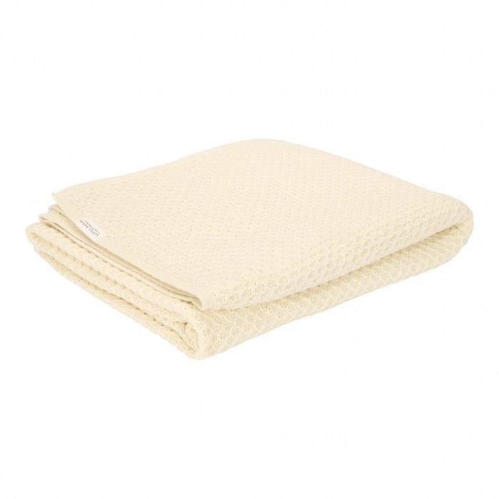 Paturica tricotata pentru patut - Pure Soft White - 70 x 100 cm - Little Dutch