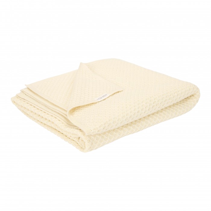 Paturica tricotata pentru patut - Pure Soft White - 70 x 100 cm - Little Dutch