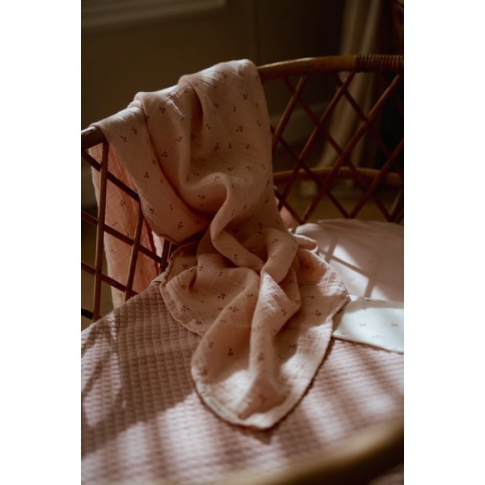 Patura tricotata din bumbac organic dublata cu plus - Pure Blossom - Little Dutch