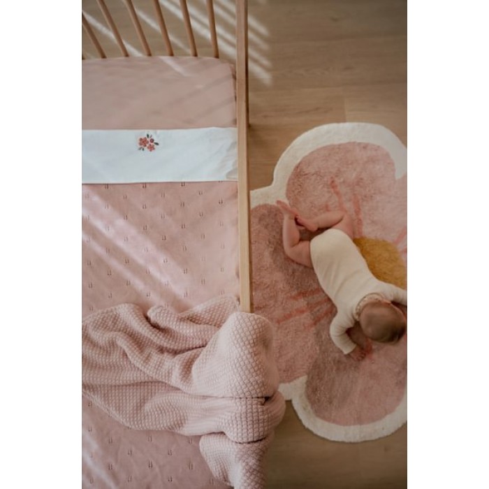 Patura tricotata din bumbac organic dublata cu plus - Pure Blossom - Little Dutch