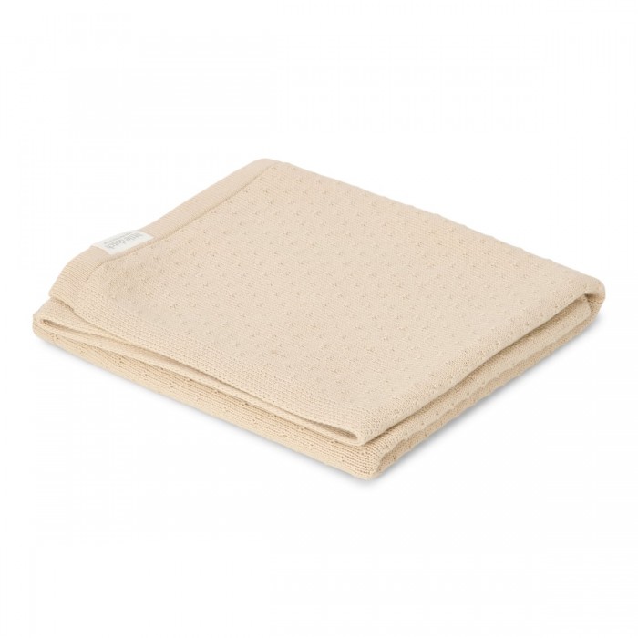 Patura tricotata din bumbac organic dublata cu plus - Pure Soft Beige - Little Dutch Patura tricotata din bumbac organic dublata cu plus - Pure Soft Beige - Little Dutch