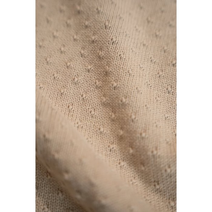 Patura tricotata din bumbac organic dublata cu plus - Pure Soft Beige - Little Dutch Patura tricotata din bumbac organic dublata cu plus - Pure Soft Beige - Little Dutch