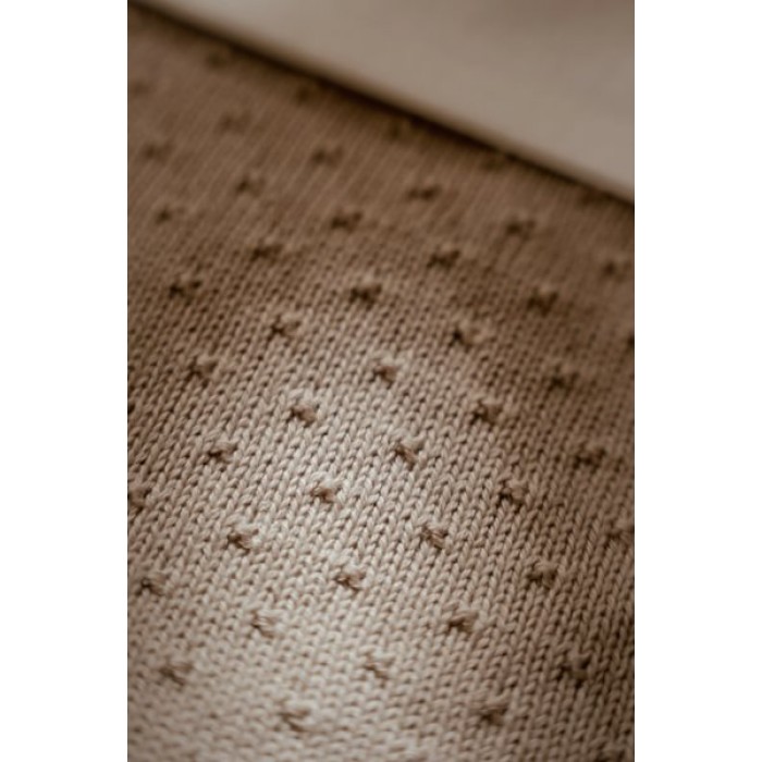 Patura tricotata din bumbac organic dublata cu plus - Pure Soft Beige - Little Dutch Patura tricotata din bumbac organic dublata cu plus - Pure Soft Beige - Little Dutch