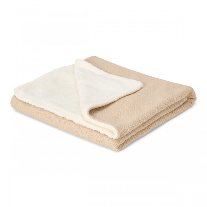 Patura tricotata din bumbac organic dublata cu plus - Pure Soft Beige - Little Dutch Patura tricotata din bumbac organic dublata cu plus - Pure Soft Beige - Little Dutch