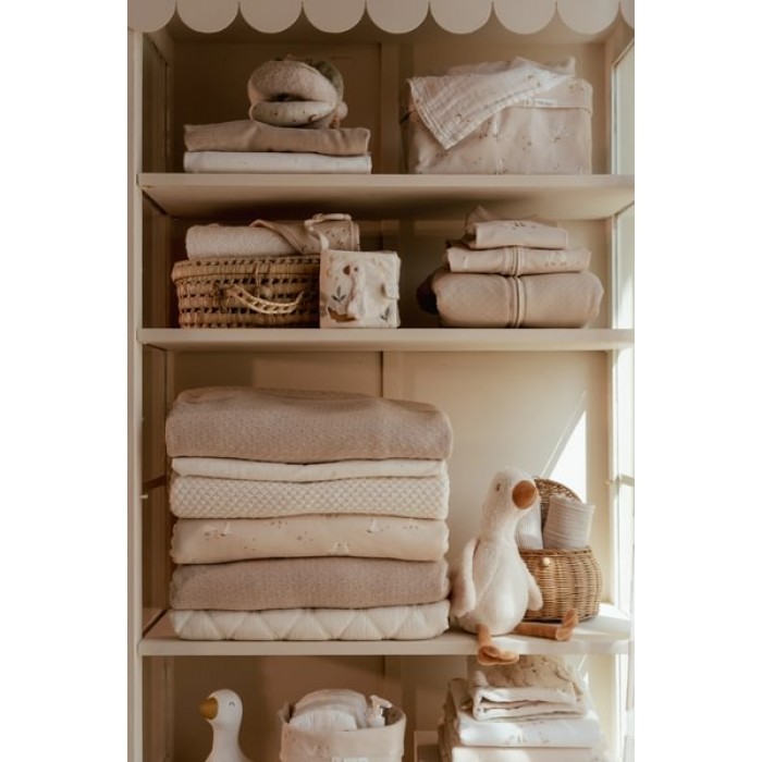 Patura tricotata din bumbac organic dublata cu plus - Pure Soft Beige - Little Dutch Patura tricotata din bumbac organic dublata cu plus - Pure Soft Beige - Little Dutch