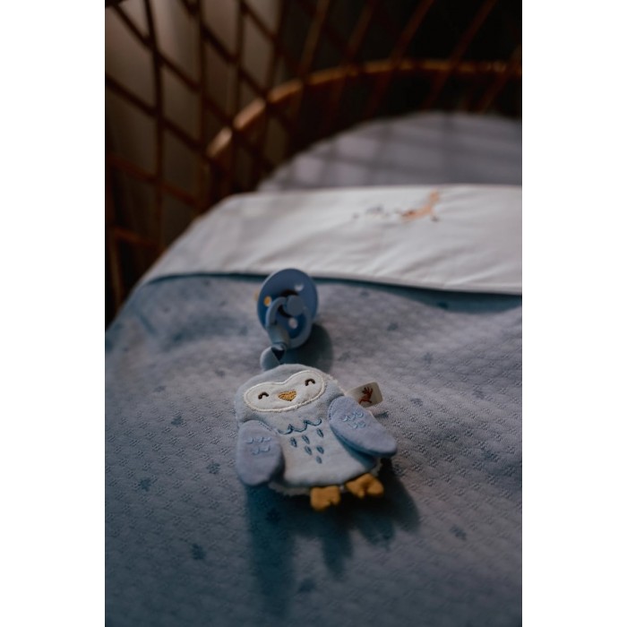 Suport pentru suzeta din bumbac organic - Owl - Forest Friends - Little Dutch