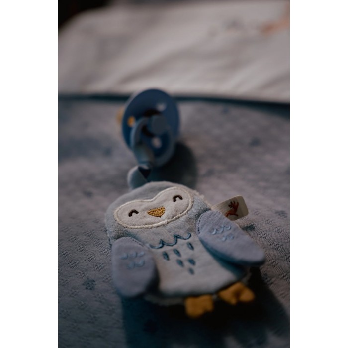 Suport pentru suzeta din bumbac organic - Owl - Forest Friends - Little Dutch