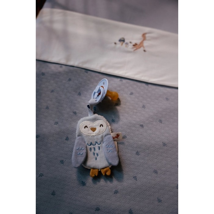 Suport pentru suzeta din bumbac organic - Owl - Forest Friends - Little Dutch