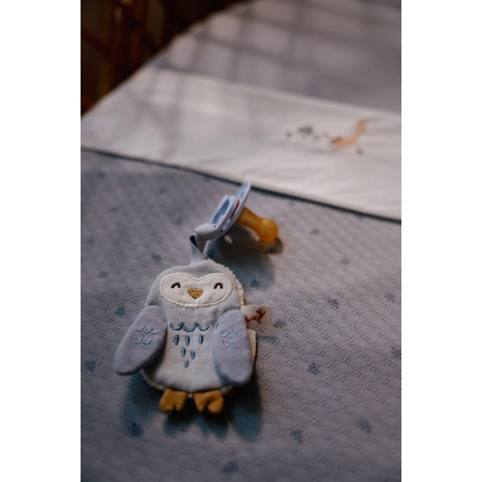 Suport pentru suzeta din bumbac organic - Owl - Forest Friends - Little Dutch