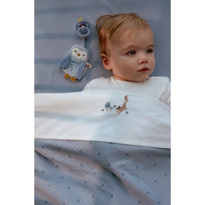 Suport pentru suzeta din bumbac organic - Owl - Forest Friends - Little Dutch
