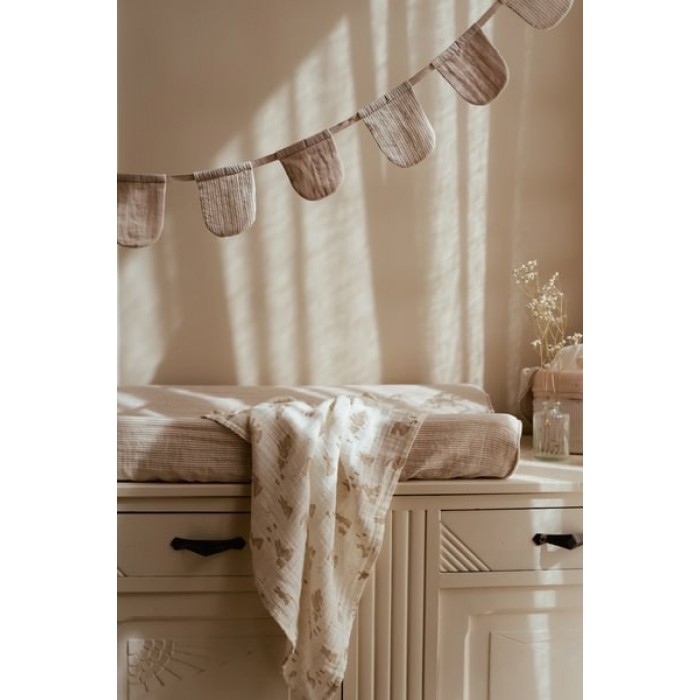 Husa din bumbac organic pentru salteluta de infasat - Pure Soft Beige - Little Dutch