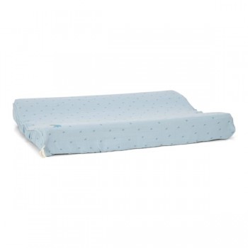 Husa din bumbac organic pentru salteluta de infasat - Pure Denim Blue - Little Dutch