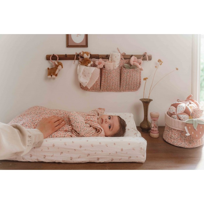 Cos de depozitare rotund matlasat pentru comoda de infasat - Fairy Floral - Little Dutch