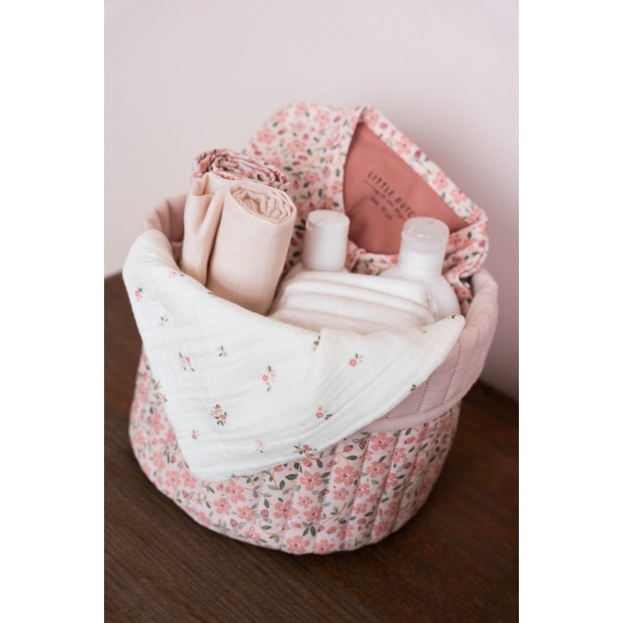 Cos de depozitare rotund matlasat pentru comoda de infasat - Fairy Floral - Little Dutch
